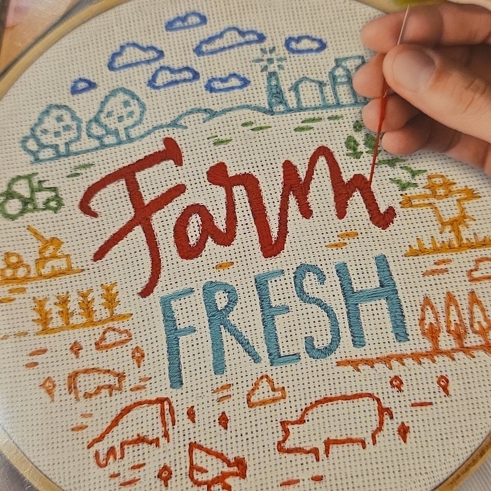 (J25) Rustic Embroidery Kit - Farm Fresh Design - Picture 2 of 4